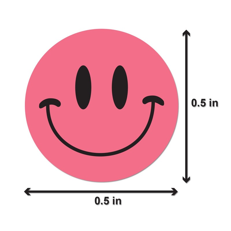 OfficeSmartLabels Happy Smiley Face Stickers (1/2 inch, Pink - 300 Labels) Circle Dot Smiley Face Labels for Incentive or Motivation - Image 2